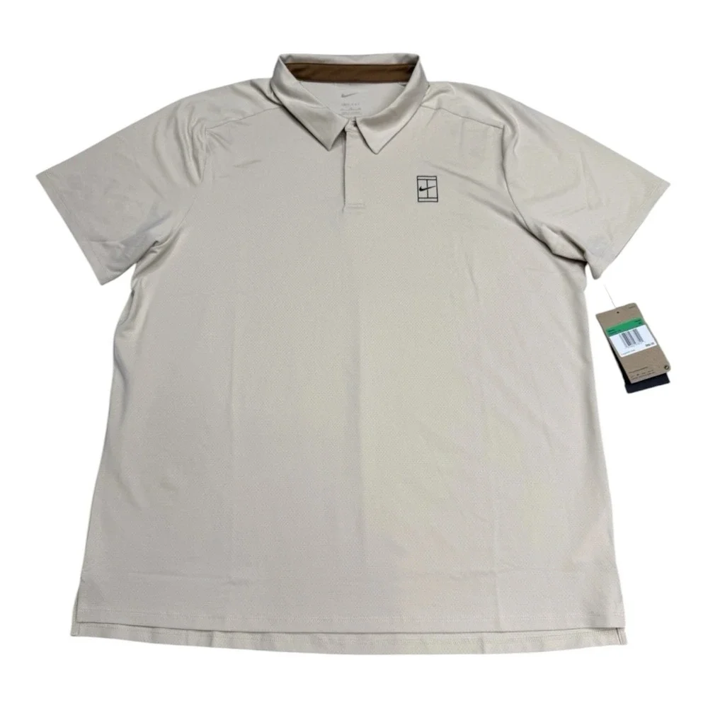 Nike Court Shirt Mens XL Tan Beige Dri-Fit Advantage Tennis Polo FZ6909-126